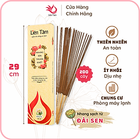 Nhang Sen Thuần Khiết Liên Tâm 29cm 200 cây - Ít khói, dịu nhẹ, 100% Đài sen thiên nhiên