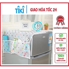 Tấm phủ tủ lạnh, máy giặt, lò vi sóng in hình dễ thương, bảo vệ tủ chống bụi bẩn, chống thấm nước có túi bên hông đựng đồ tiện lợi - giao mẫu ngẫu nhiên