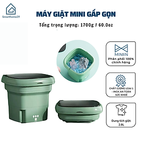 Máy Giặt Mini Cho Bé Máy Giặt Đồ Mini Gấp Gọn Di Động Vắt Khô Khử Khuẩn Bằng Ánh Sáng Xanh Đèn - HÀNG CHÍNH HÃNG MINIIN