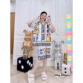Đồ bộ bigsize lửng in 3D hoạt hình chất thun lạnh. Đồ bộ lửng bigsize. Đồ bộ thun lạnh bigsize. bobigsizelung1thunlanh