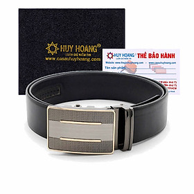 HJ4126 - Dây nịt nam Huy Hoàng đầu tăng màu đen (đầu khóa giao ngẫu nhiên)