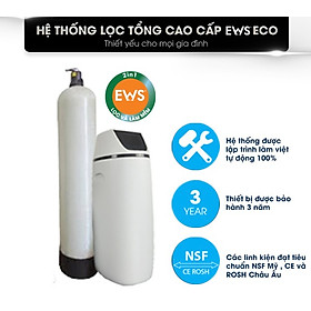 Hệ thống lọc nước tổng cho ngôi nhà EWS Eco lọc và làm mềm nước loại bỏ độ cứng, hoàn nguyên tự động, công suất 2000 lít/giờ