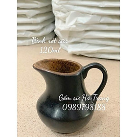 Mua bình rót sữa dung tích 90ml gốm sứ Bát Tràng cao cấp không chì men đen lòng nâu gốm hạt tiêu