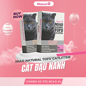 Combo 2 túi cát đậu nành Miao 6L cho mèo - Hương Trà Xanh - Miaocat