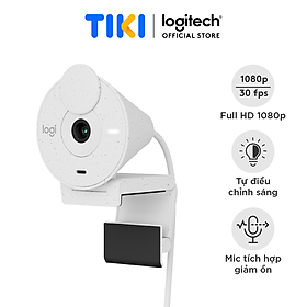 Máy Webcam Full HD Logitech Brio 300 Màn che ống kính, Micro giảm tiếng ồn, USB-C, được chứng nhận cho Zoom, Microsoft Teams, Google Meet, tự động điều chỉnh Ánh sáng - Hàng chính hãng