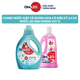 Combo 2 Omazo: Chai Nước Giặt Xả Hương Hoa Cỏ Diệu Kỳ 2.4kg + Nước Lau Sàn Hương Lily 1L