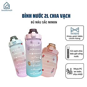 Bình Đựng Nước 2L Dễ Thương Có Vạch Báo Giờ Uống Nước - Hàng Loại 1 - Chính Hãng MINIIN