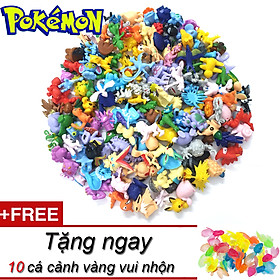 Bộ mô hình 144 Pokemon đa hệ trang trí cho bé làm đồ chơi sưu tập tặng kèm 10 cá cảnh nhiều màu dễ thương