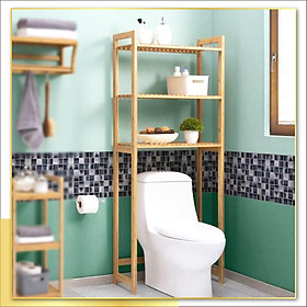 Kệ gỗ để đồ sau Toilet gỗ tự nhiên chống thấm nước, mối mọt, thiết kế hiện đại, đa chức năng