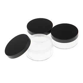 3x Loose Powder Container Powder Puff Case Powder Makeup Storage Jars White