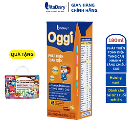 Sữa uống dinh dưỡng Oggi Phát triển toàn diện 180ml giúp bé tăng cân nhanh, tăng chiều cao - VitaDairy - 2 thùng