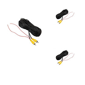 3Pack 40ft Car RCA Video Extension Cable for Auto Backup Camera Monitor Rear View Parking System with Detection Wire Reverse Trigger Lead for GPS Navigation