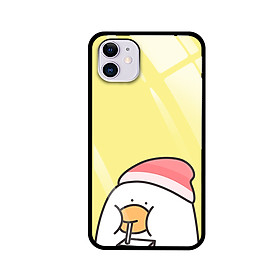 Ốp Lưng Cho Điện Thoại IPHONE 11 - Mặt Lưng Kính Cường Lực - 7900 DUCK03 - Hàng Chính Hãng