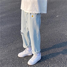 Baggy jean thêu hoa cúc chuẩn hình - Đổi trả free nếu hàng lỗi - Hàng đẹp nhất thị trường