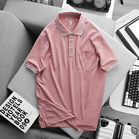 Áo polo phối túi Simple Basic, thun co giãn, thấm hút mồ hôi, siêu nhẹ, mau khô, chống nhăn tự nhiên, màu trắng, màu hồng