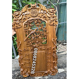 Mua Tranh Đốc lịch treo tường khắc đôi chim uyên ương bằng gỗ bách xanh thơm nức kt 35×68×3cm