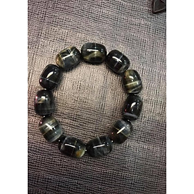 VÒNG ĐÁ MẮT HỔ KHÚC XANH ĐEN TỰ NHIÊN ĐẸP NAM mạng THUỶ MỘC KHÚC DÀI 18MM HẠT 13MM