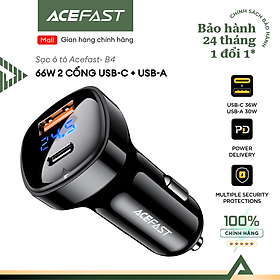 Sạc ô tô Acefast 66W 2 cổng USB-C + USB-A - B4 Hàng chính hãng Acefast