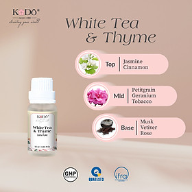 Tinh Dầu Nước Hoa Nguyên Chất Kodo White Tea & Thyme Hương Hoa Ngọt Dịu - Làm Thơm Phòng, Không Gian, Quần Áo - Classic Collection - 10/50/100/500ml