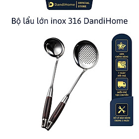 Combo các loại muỗng lẩu DandiHome inox cao cấp, sáng bóng