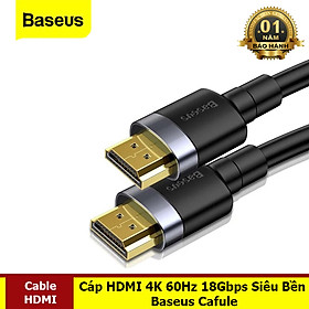 Cáp HDMI 4K 60Hz 18Gbps Dây Cao Su Siêu Bền Cafule Hỗ Trợ Lên Đến 32 Kênh Âm Thanh - Hàng Chính Hãng Baseus