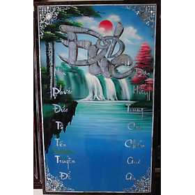 Mua Tranh Sơn Mài - Chữ ĐỨC - 2 câu đối hay ý nghĩa  tranh được cẩn ốc đẹp  cao cấp  kích thước 50x80cm