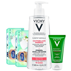 Bộ Nước Tẩy Trang Chuyên Sâu Dành Cho Da Nhạy Cảm Vichy Mineral Micellar Water 400Ml