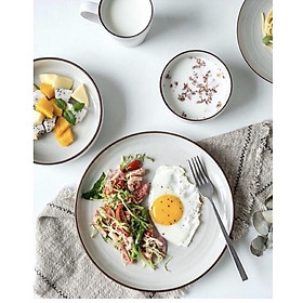 Mua Đĩa sứ tròn decor phong cách Bắc Âu  Đĩa sứ cao cấp Men Tiêu Tuyết viền đen