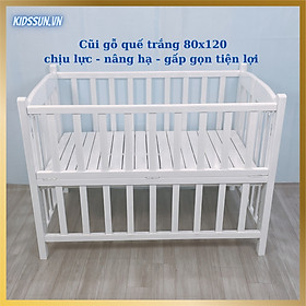 Nôi Cũi Gỗ Quế Cũi Trẻ Em Cũi Cho Bé Màu Trắng Kích Thước 120x80x96cm Cũi