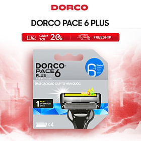 DORCO PACE 6 - Dao Cạo Hàn Quốc 6 Lưỡi - Hộp Gồm 4 Đầu Cạo