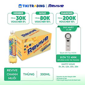 Thùng 24 Chai Nước Giải Khát Revive Chanh Muối (390ml/Chai)