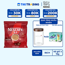 [ Tặng Hũ Thủy Tinh NESCAFÉ NESCAFE HOẶC TRÀ SỮA NESTEA ] Cà phê Hòa tan NESCAFÉ VỊ NGUYÊN BẢN 46 gói Đậm Thơm Hoàn Hảo