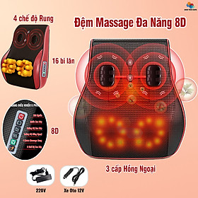 Gối Massage Kiêm Tựa Lưng LeerKang LEK-618-1 massage toàn thân 8D có hồng ngoại 3 cấp độ, mát xa rung tùy chỉnh, 5 chế độ xoa bóp đảo, hàng chính hãng