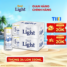 Combo 2 Thùng Bia Hanoi Light - Thùng 24 lon 330ml