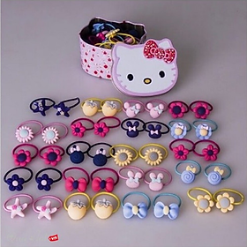 Hộp dây buộc tóc kitty sắt (40 dây + 1 hộp sắt)