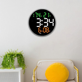 Silent LED Clock Adjustable Brightness Electronic Clock for Living Room White