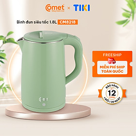 Mua Bình đun siêu tốc Comet CM8218 – Hàng chính hãng - Inox 304 chống gỉ  dung tích 1.8L  công suất 1500W – Tự ngắt an toàn  thiết kế sang trọng