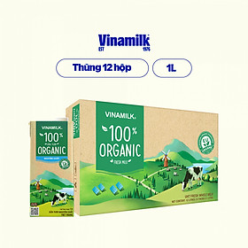 Thùng 12 hộp sữa tươi tiệt trùng hữu cơ 100 Organic 1L