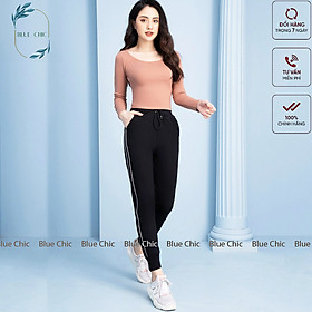 Quần jogger nữ Blue Chic dáng dài ống suông thun cạp chun năng động cá