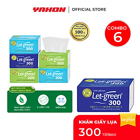 Khăn Giấy Lụa LET-GREEN | Bột Giấy Nguyên Thủy | 300 Tờ/Bao, 2 Lớp/Tờ
