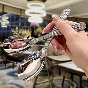 Mua Combo 2 muỗng thìa Inox 304 siêu dày phù hợp ăn cơm  súp  phở các món tráng miệng thiết kế sang trọng phong cách châu âu