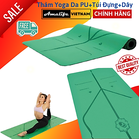 Thảm Tập Yoga Định Tuyến Da PU Cao Cấp Amalife + Túi Đựng Thảm Tập Yoga Định Tuyến + Dây Buộc Thảm Tập Yoga Định Tuyến