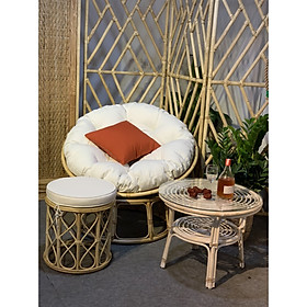 Mua bộ ghế mây thư giãn Papasan kèm ghế đôn tròn - phiên bản dặc biệt