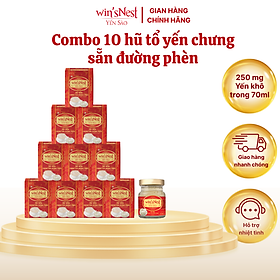 Combo 10 lọ Yến sào win'sNest 250mg (20%) tổ yến chưng sẵn đường phèn (70 ml/ lọ)