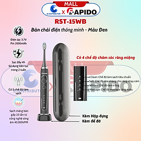 Máy Tăm nước cầm tay Rapido RWG150/RWW-300 - Bàn chải điện thông minh RST-15CW Trắng/RST-15WB Đen - Hàng Chính Hãng - bảo hành 6 tháng