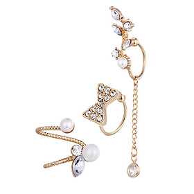 3 Pcs Rhinestone Stud Earrings, Alloy Earrings, Dangle Earrings, Jewelry