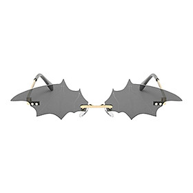 Fashion Small Rimless Sunglasses Bat Shape Sun Glasses Eyewear UV400 Gray