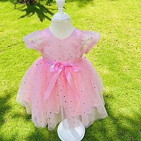 Váy công chúa, đầm công chúa cho bé gái thiết kế cho bé gái từ 1 đến 10 tuổi màu hồng thắt nơ duy băng cực xinh