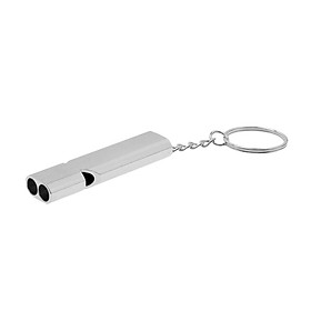 4.13" Outdoor High Frequency Double-Tube Aluminum Alloy Survival Whistle with Keychain Keyring Emergency Gear