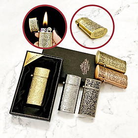 Mua Bật Lửa Xăng Đá Cổ Z833 Khắc Nổi Hình Hoa Văn Kim Loại - xài xăng